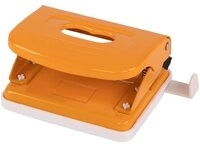 Idena Lochstanzer, aus Metall, Orange, Anschlagschiene mit Formatanzeige, bis 20