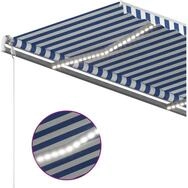 vidaXL Markise Automatische Markise mit LED & Windsensor 450x350 Blau und Wei&szlig;