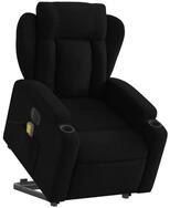 vidaXL Sessel Elektrischer Massagesessel mit Aufstehhilfe Schwarz Stoff (1-St)