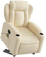 vidaXL Sessel Massagesessel mit Aufstehhilfe Creme Stoff (1-St)