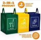 TRESKO M&uuml;lltrennsystem 3er Set Recycling Deutsch M&uuml;lltrenner M&uuml;lleimer...