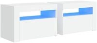 vidaXL Nachttisch Nachttische 2 Stk. mit LEDs Wei&szlig; 60x35x40 cm (2-St)
