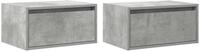 vidaXL TV-Wand Wand-Nachttische mit LED-Leuchten 2 Stk. Betongrau, (2-St)