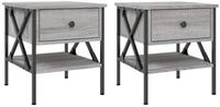 vidaXL Nachttisch NA Nachttische2er Set Grau Sonoma 40x42x45 cm Holz