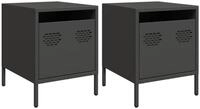 vidaXL Nachttisch NA Nachttische2er Set Schwarz 35x39x43,5 cm Stahl gro&szlig;e...