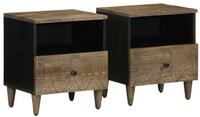 vidaXL Nachttisch Nachttische 2 St&uuml;ck Hellgrau 40x33x46 cm Massivholz (2-St)