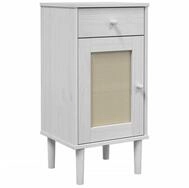 vidaXL Nachttisch Nachttisch SENJA Rattan-Look Wei&szlig; 40x35x80 cm Massivholz Kiefer