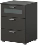 Inn.Furn Nachttisch Dante (Nachtschrank in grau matt, 3 Schubladen, 45 x 60 cm),
