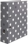 HERMA Aktenordner Motivordner A4 70mm Stars grau mit wei&szlig;en Sternen Packung mit 10