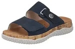 Rieker Pantolette Sommerschuh, Schlupfschuh, Hausschuh mit Klettriemchen blau 36 EU