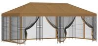 vidaXL Partyzelt Pavillon mit Seitenw&auml;nden 6 x 3 m Beige Polyester und Stahl...