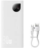 Baseus Powerbank mit Digitalanzeige 2x USB-A / 1x USB-C 10000mAh 30W - Wei&szlig;