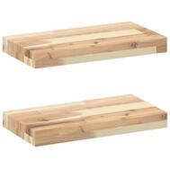 vidaXL Regal Schweberegale 2 Stk. 60x20x4 cm Massivholz Unbehandelt, 2-tlg.