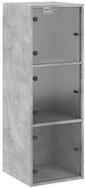 vidaXL Glash&auml;ngeschrank Wandschrank mit Glast&uuml;ren Betongrau 35x37x100 cm...