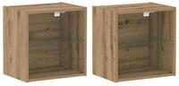vidaXL Seitenschrank Schwimmendes Regal mit LED-Licht 2 pcs Braun 40 x 28,5 x...