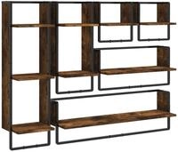 vidaXL Regal 6-tlg. Wandregal-Set mit Stangen R&auml;uchereiche Holzwerkstoff,...