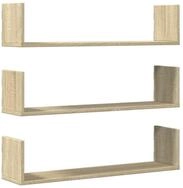 vidaXL Regal Wandregale 3 Stk. Sonoma-Eiche 80x18x18 cm Holzwerkstoff, 1-tlg.