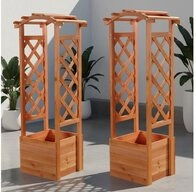 Melko Rankhilfe 2er Set Rosenbogen Pflanzkasten Rankhilfe Holz Braun Spalier Pergola
