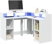 vidaXL Schreibtisch 130 x 130 x 91 cm LED Schreibtisch B&uuml;rotisch Arbeitstisch