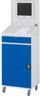 RAU Schreibtisch Computerschrank 650x520x1895mm mobil lichtgrau/enzianblau