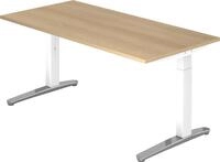 HAMMERBACHER Schreibtisch Schreibtisch C-Fu&szlig; 160x80cm Eiche/Wei&szlig;-Alu poliert