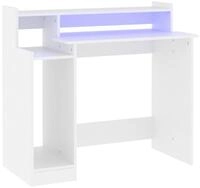 vidaXL Schreibtisch NA Schreibtisch mit LED-Beleuchtung Wei&szlig; 97x90x45 cm...