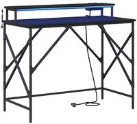 vidaXL Schreibtisch Schreibtisch mit Regal Schwarz Eichen-Optik 100 x 50 x 86,5...