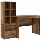 vidaXL Schreibtisch Schreibtisch mit Schubladen 2 pcs Altholz (2-St)