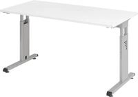 HAMMERBACHER Schreibtisch Schreibtisch C-Fu&szlig; 140x67cm Wei&szlig;/Silber