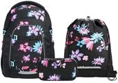 coocazoo Schulranzen Schulrucksack-Set MATE Floral Artnight 3-teilig (3-teilig),