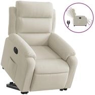 vidaXL Sessel Relaxsessel mit Aufstehhilfe Elektrisch Creme Samt