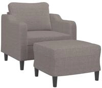 vidaXL Sofa Sessel mit Hocker Taupe 60 cm Stoff