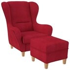 Supellex Ohrensessel Sofia Relaxsessel mit Hocker &ndash; Vienna Rot