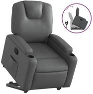 vidaXL Relaxsessel, Sessel mit Aufstehhilfe Grau Kunstleder