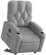 vidaXL Sessel Relaxsessel mit Aufstehhilfe Elektrisch Hellgrau Stoff (1-St)