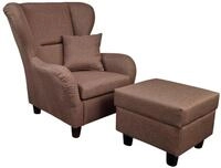 luma-home Ohrensessel 18003 (mit Hocker und Zierkissen, Wellenunterfederung,