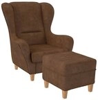 Supellex Ohrensessel Sofia Relaxsessel mit Hocker &ndash; Texas Rehbraun