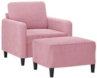 vidaXL Sofa Sessel mit Hocker Rosa 60 cm Samt