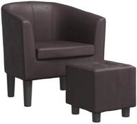 vidaXL Sessel Clubsessel mit Fu&szlig;hocker Braun Kunstleder