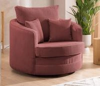 S-Style M&ouml;bel Drehsessel Ted Love Seat XXL 360 Grad drehbar aus Cord-Stoff, mit