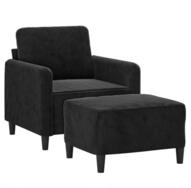 vidaXL Sofa Sessel mit Hocker Schwarz 60 cm Samt