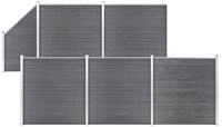 vidaXL Gartenzaun WPC Zaun-Set 5 Quadrate + 1 Schr&auml;ge 965x186 cm Grau, (1-St)