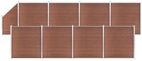 vidaXL Gartenzaun WPC Zaun-Set 8 Quadrate + 1 Schr&auml;ge 1484x186 cm Braun, (1-St)