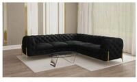 S-Style M&ouml;bel Ecksofa Ashley, Chesterfield mit Goldenen Metall F&uuml;&szlig;en, mit