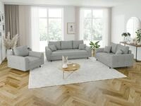 S-Style M&ouml;bel Polstergarnitur 3+2+1 Zara mit Braun Holzf&uuml;&szlig;en im...