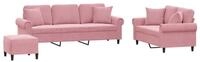 vidaXL Sofa 3-tlg. Sofagarnitur mit Kissen Rosa Samt, 1 Teile