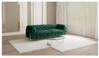 S-Style M&ouml;bel Chesterfield-Sofa 3 - Sitzer Ashley mit Goldenen Metall F&uuml;&szlig;en,...