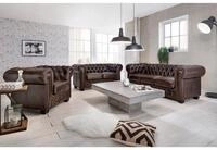 massivum Chesterfield-Sofa 3-Sitzer Echtleder braun