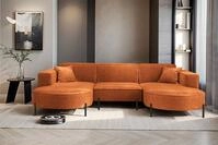 Fun M&ouml;bel Wohnlandschaft Sofa U-Form VALENCIA in Stoff, F&uuml;r Saugroboter...