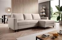 Selsey Ecksofa NALIKA, Ecksofa mit Ottomane, Samt, Schlaffunktion und Bettkasten